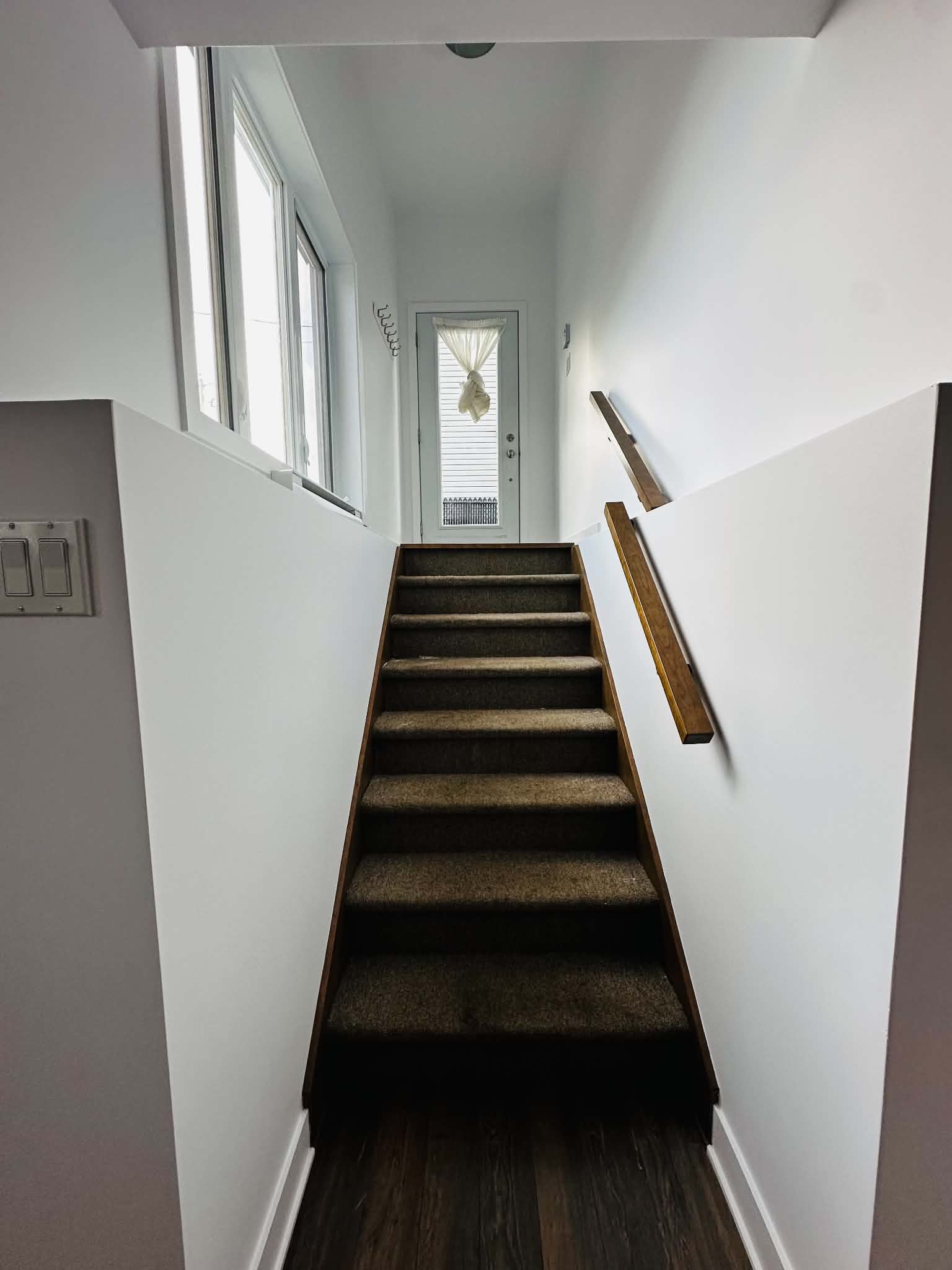 Staircase with freshly painted walls